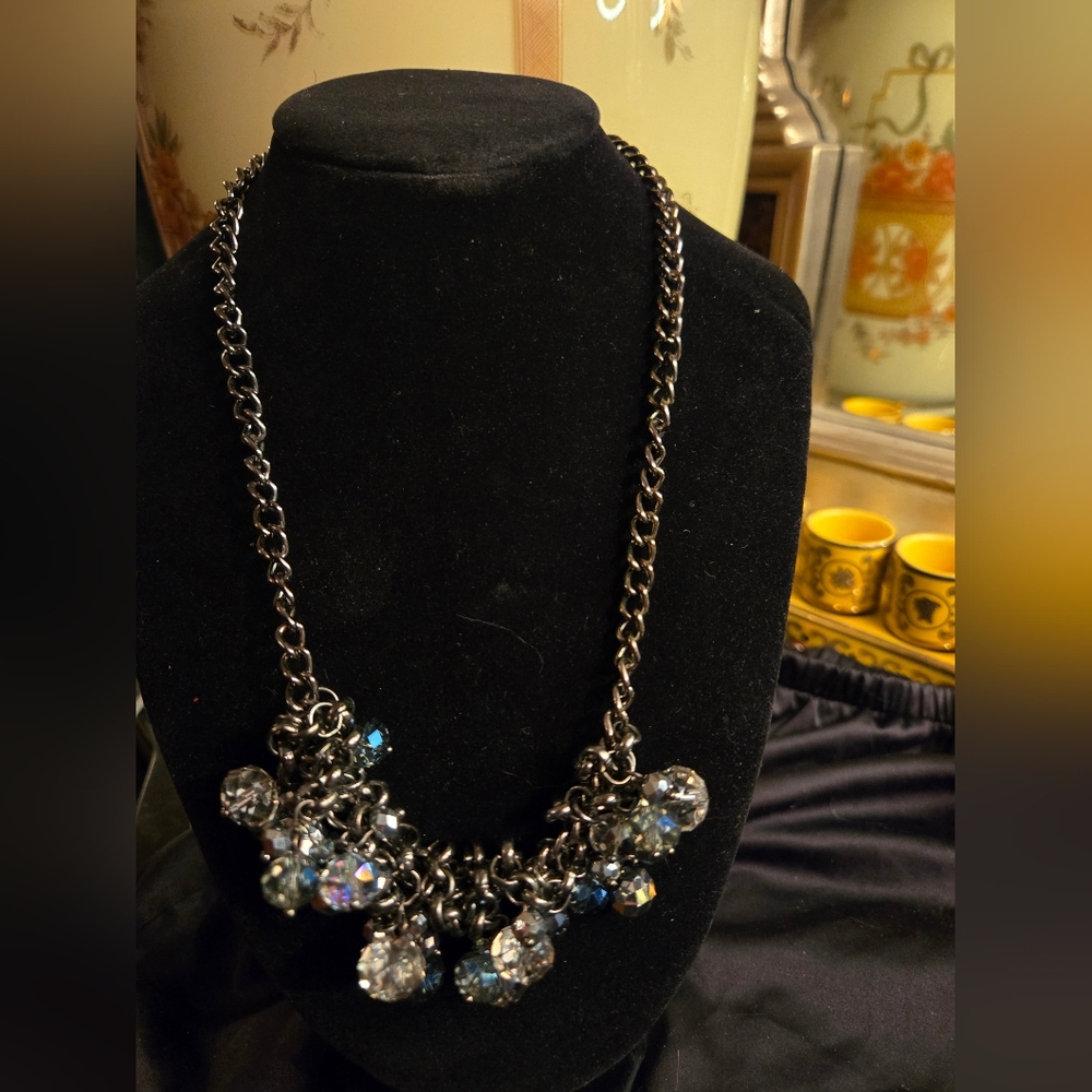 Elegant Black and Silver Statement Necklace